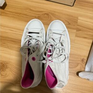 Stylish White and Pink High-Top Sneakers